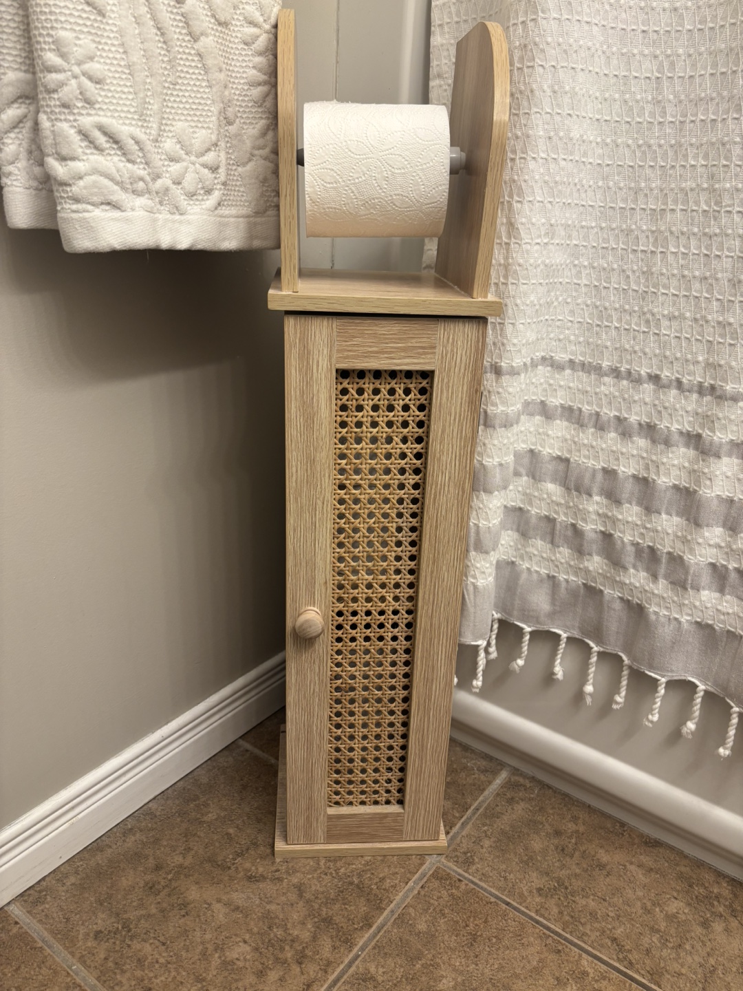 Rattan  Toilet Paper Holder with Storage