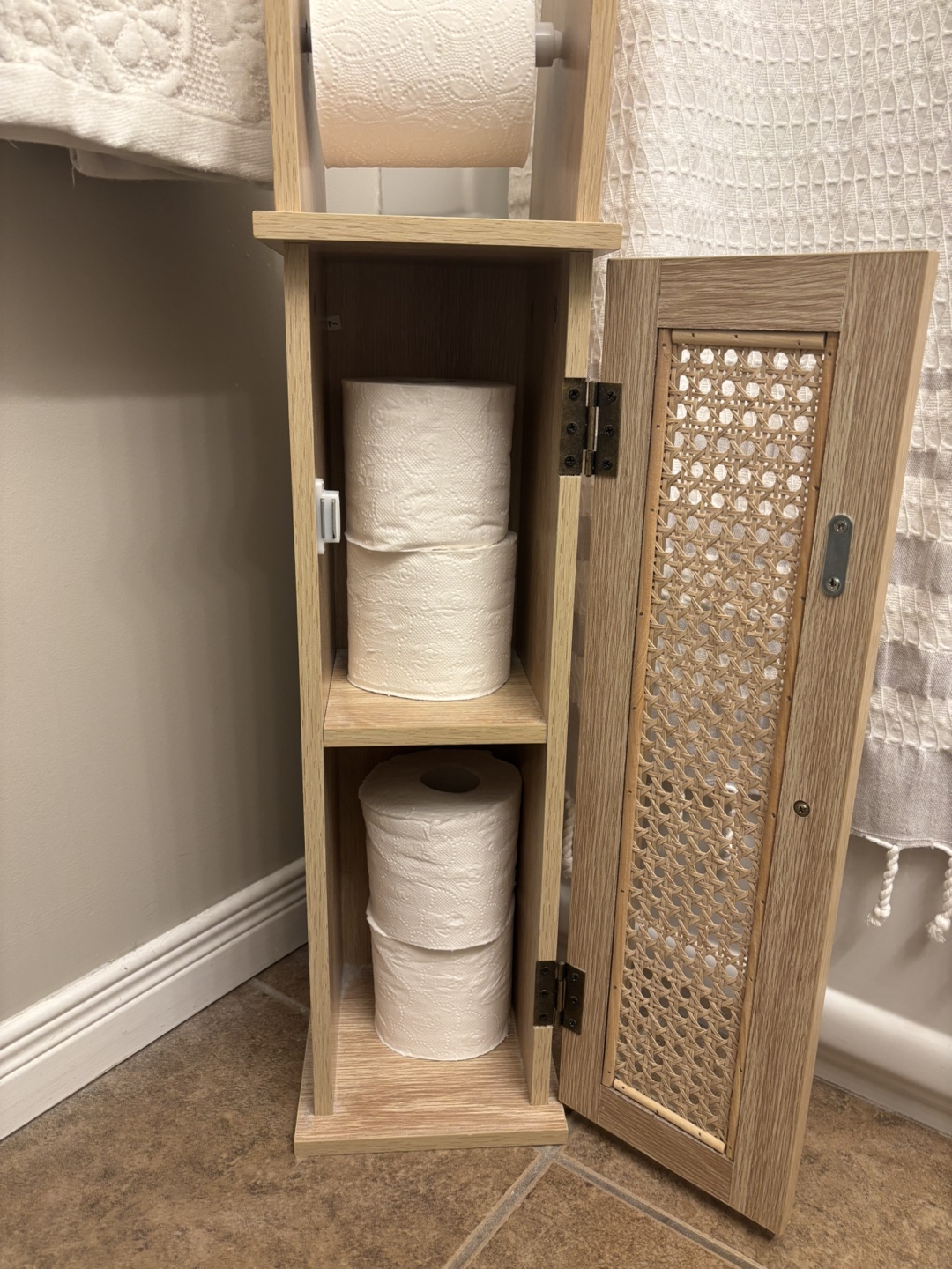 Rattan  Toilet Paper Holder with Storage - photo 2