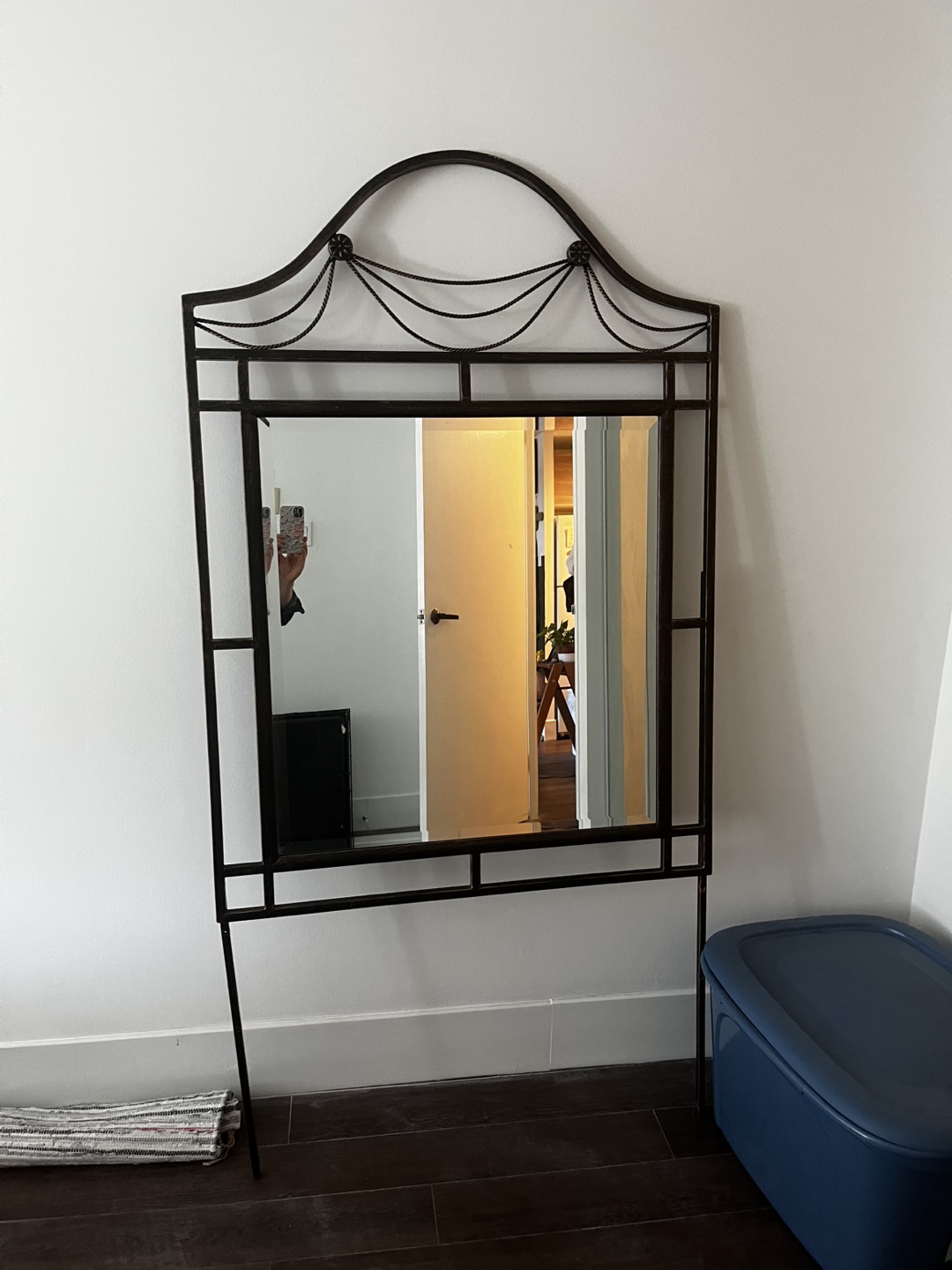 Large Black Metal Framed Mirror