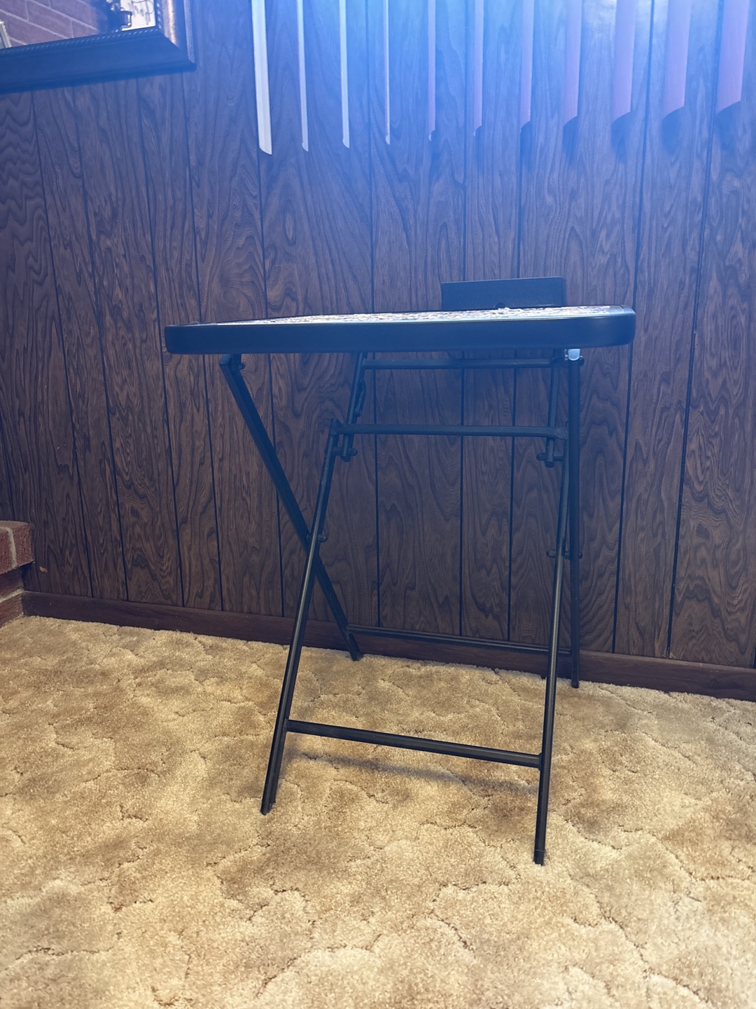 Black Metal and Glass Folding Table
