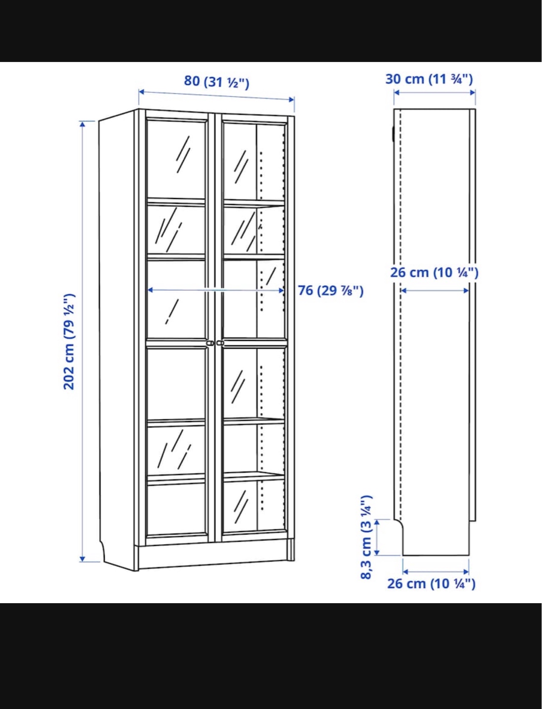 IKEA BILLY Bookcase with Glass Doors - White - photo 4