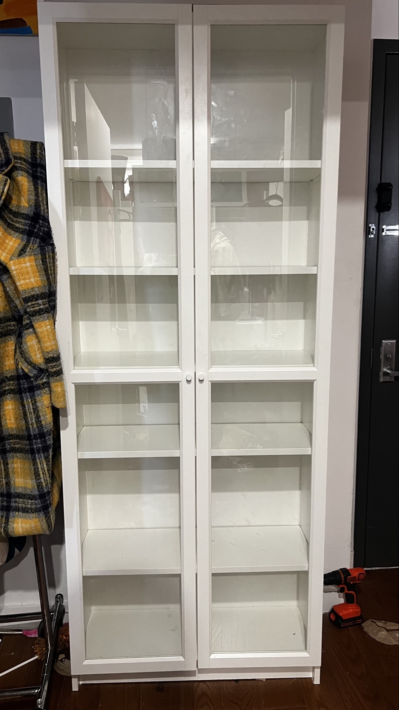 IKEA BILLY Bookcase with Glass Doors - White
