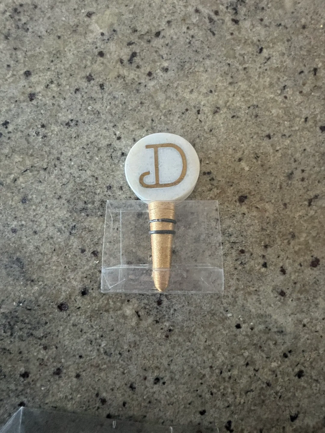 Nordstrom at Home Marble Wine Stopper - Gold & White thumbnail