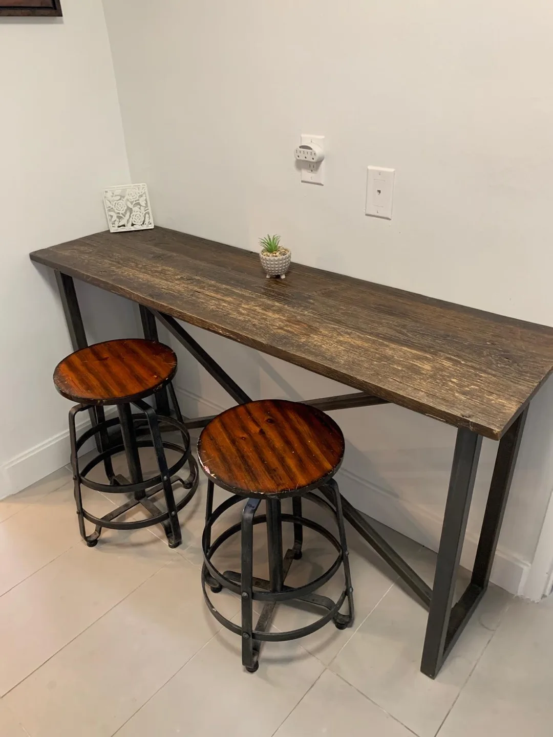 Urban Barn Rustic Console Table with Two Stools thumbnail