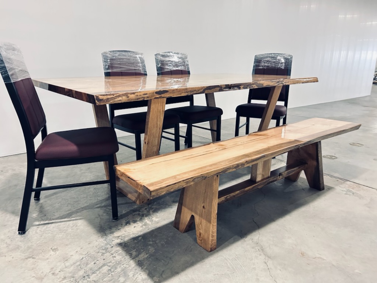 Live Edge Dining Table with Bench