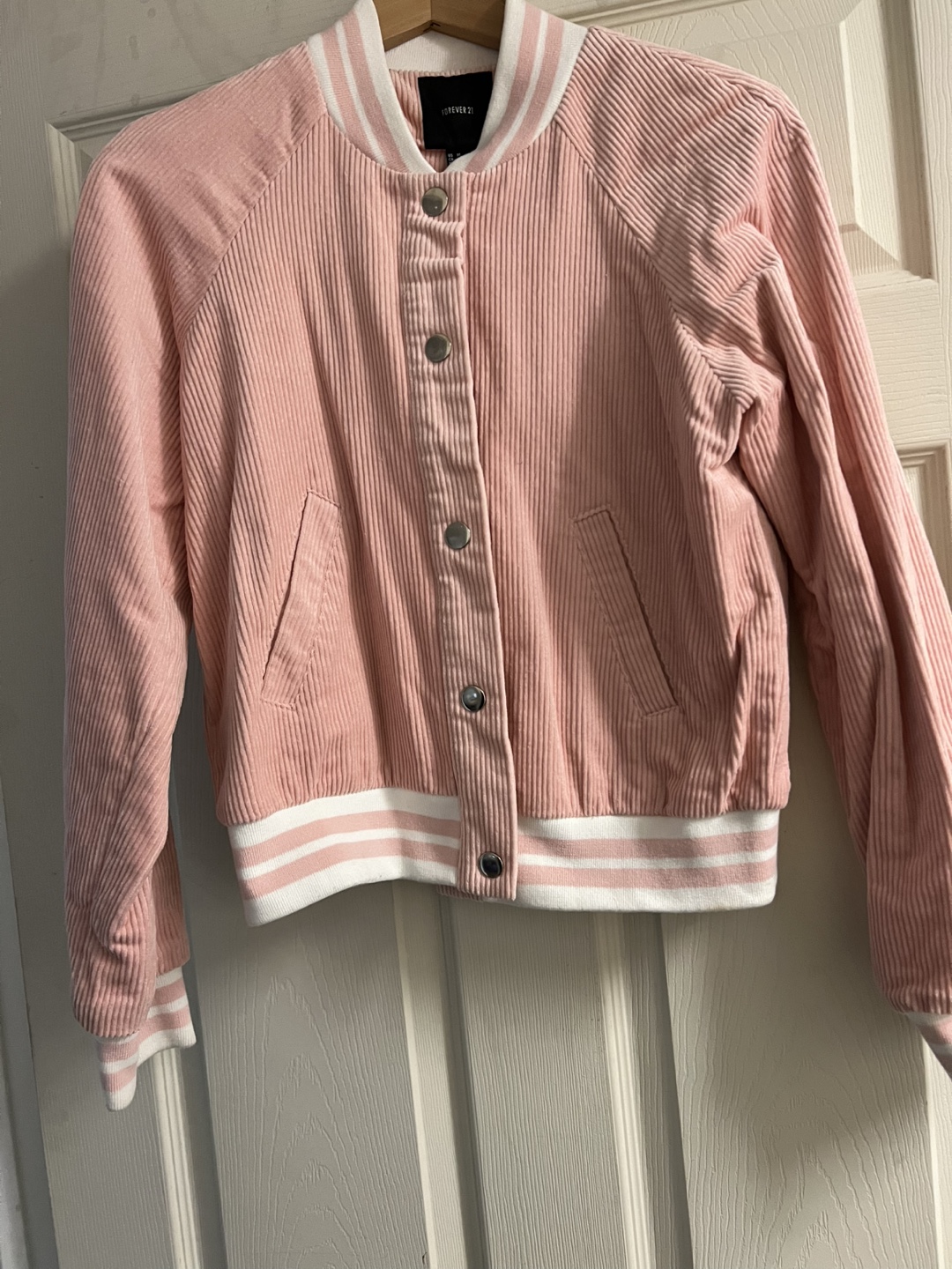 Forever 21 Pink Corduroy Bomber Jacket - Size Medium