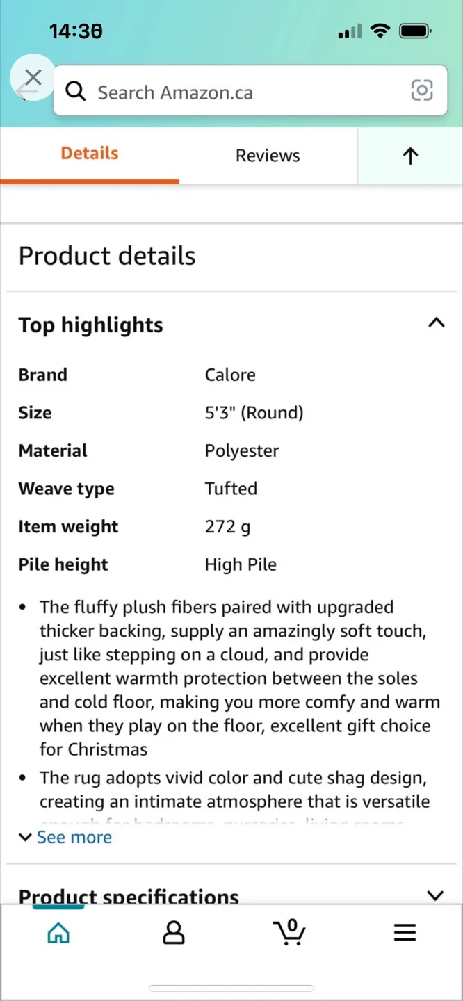 Calore 5'3" Round Fluffy Tufted Rug - Black Grey image indicator(2)