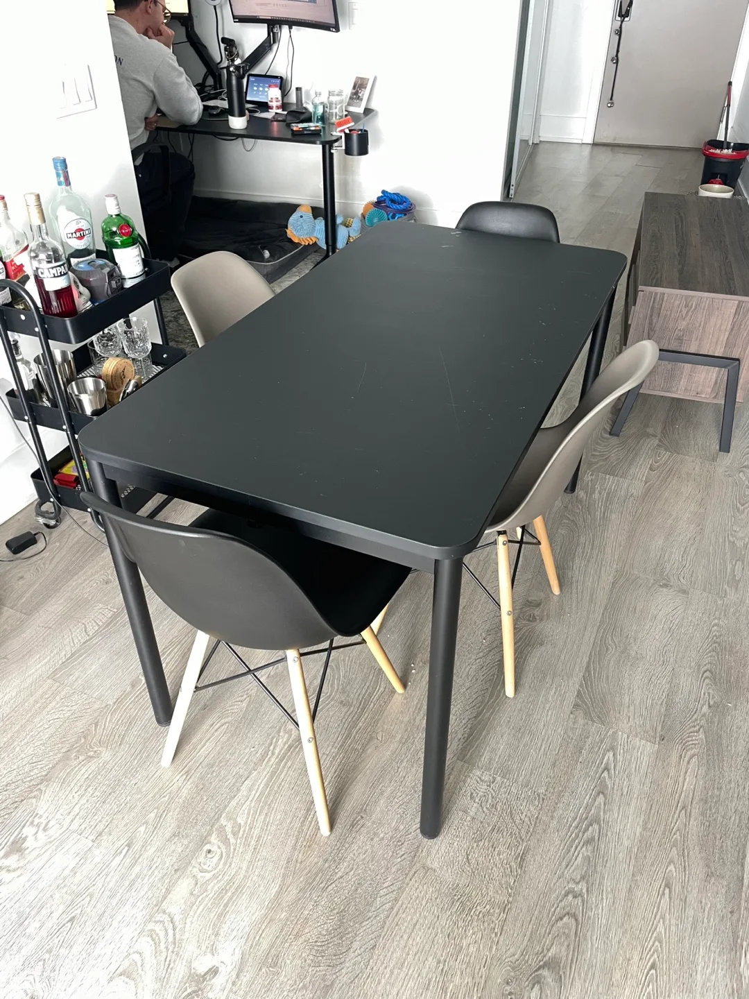 Black Dining Table with Four Chairs thumbnail