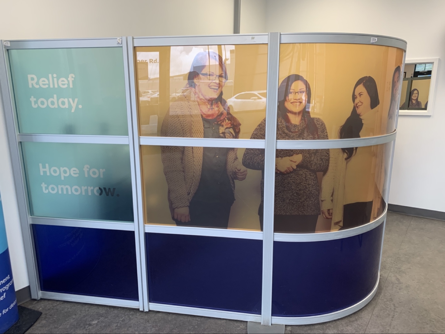 Curved Room Divider with Images and Messaging