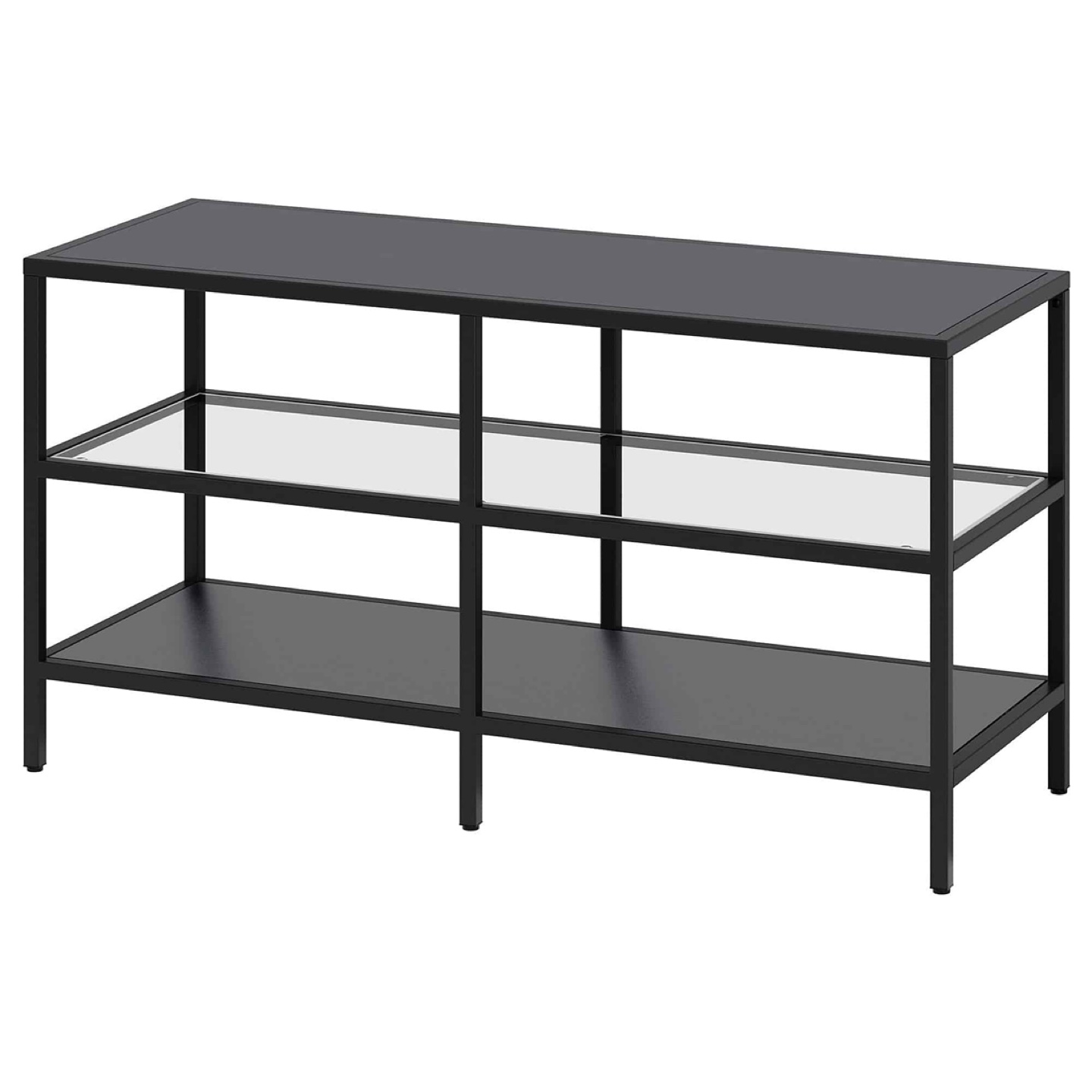 Black Metal and Glass Tv stand