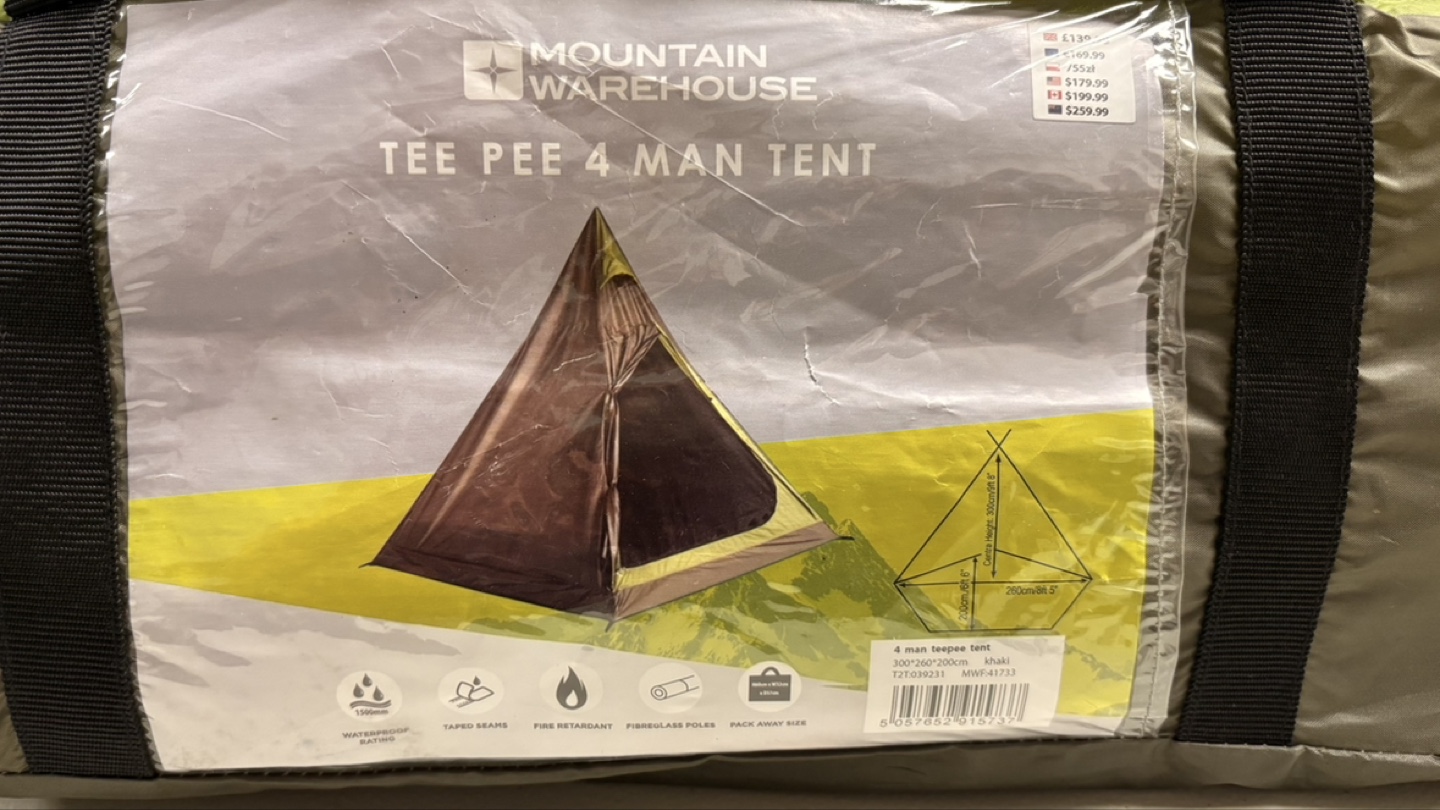 Mountain Warehouse Teepee 4 Man Tent