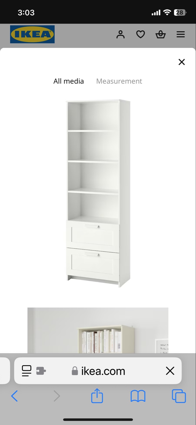 IKEA White Brimnes Bookcase with Drawers - photo 2