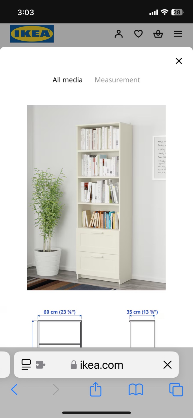 IKEA White Brimnes Bookcase with Drawers