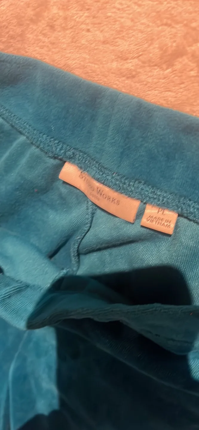 Bright teal velour pants, size M thumbnail