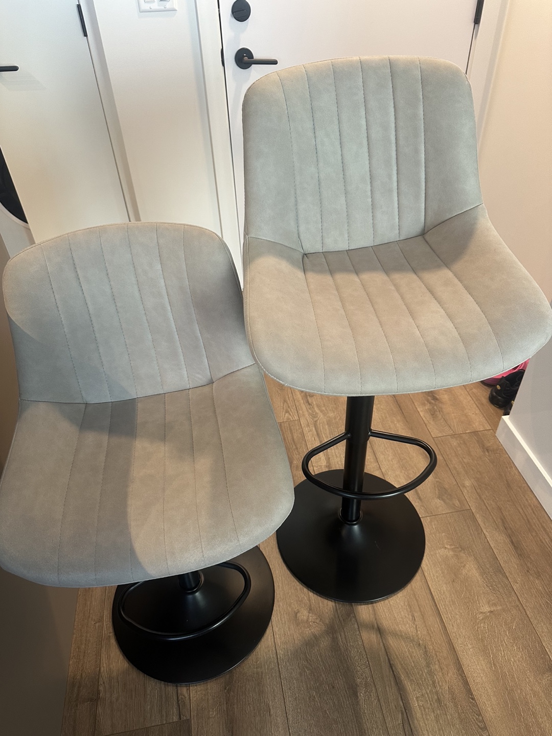 Pair of Grey Adjustable Bar Stools