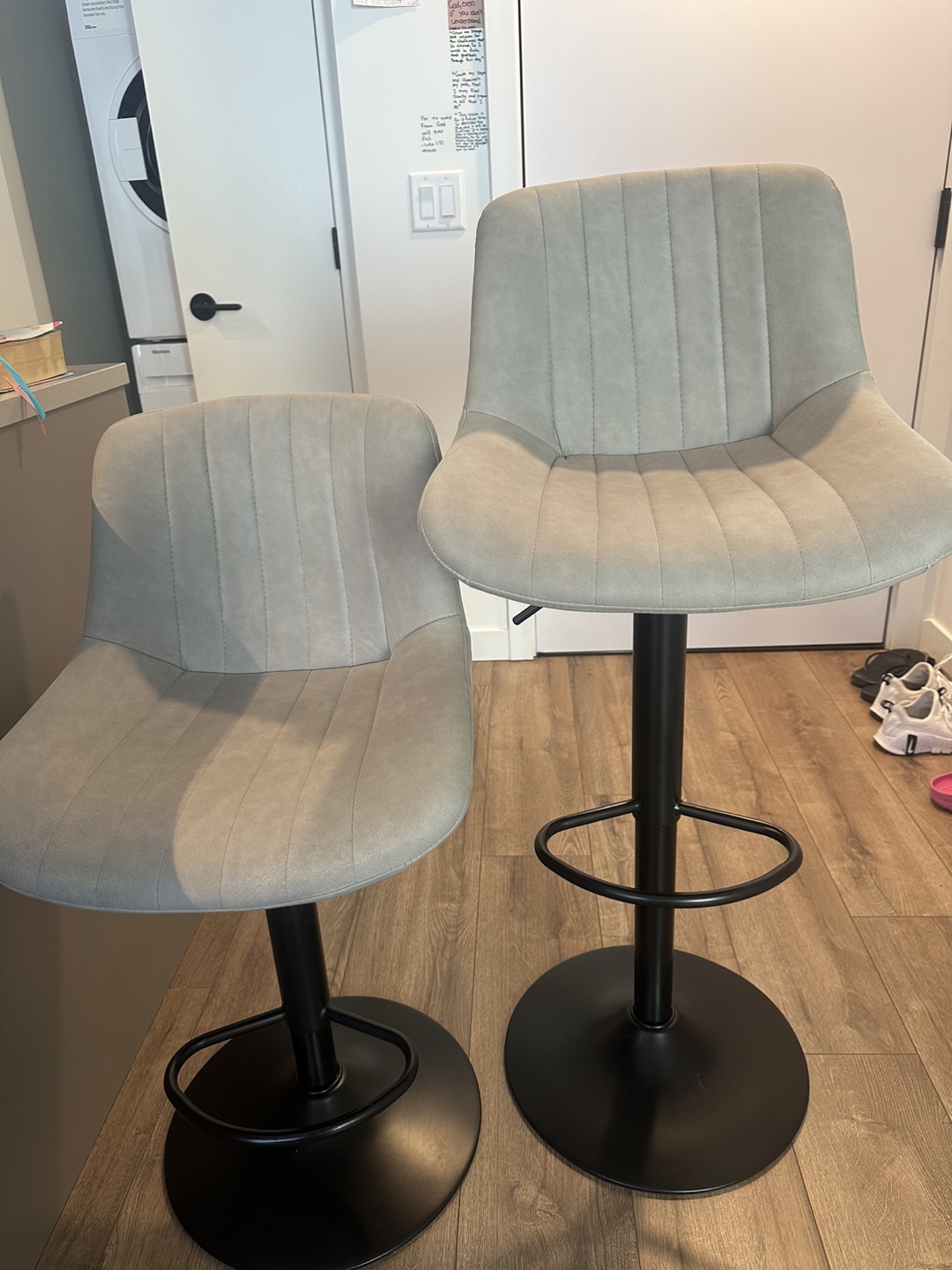 Pair of Grey Adjustable Bar Stools - photo 2