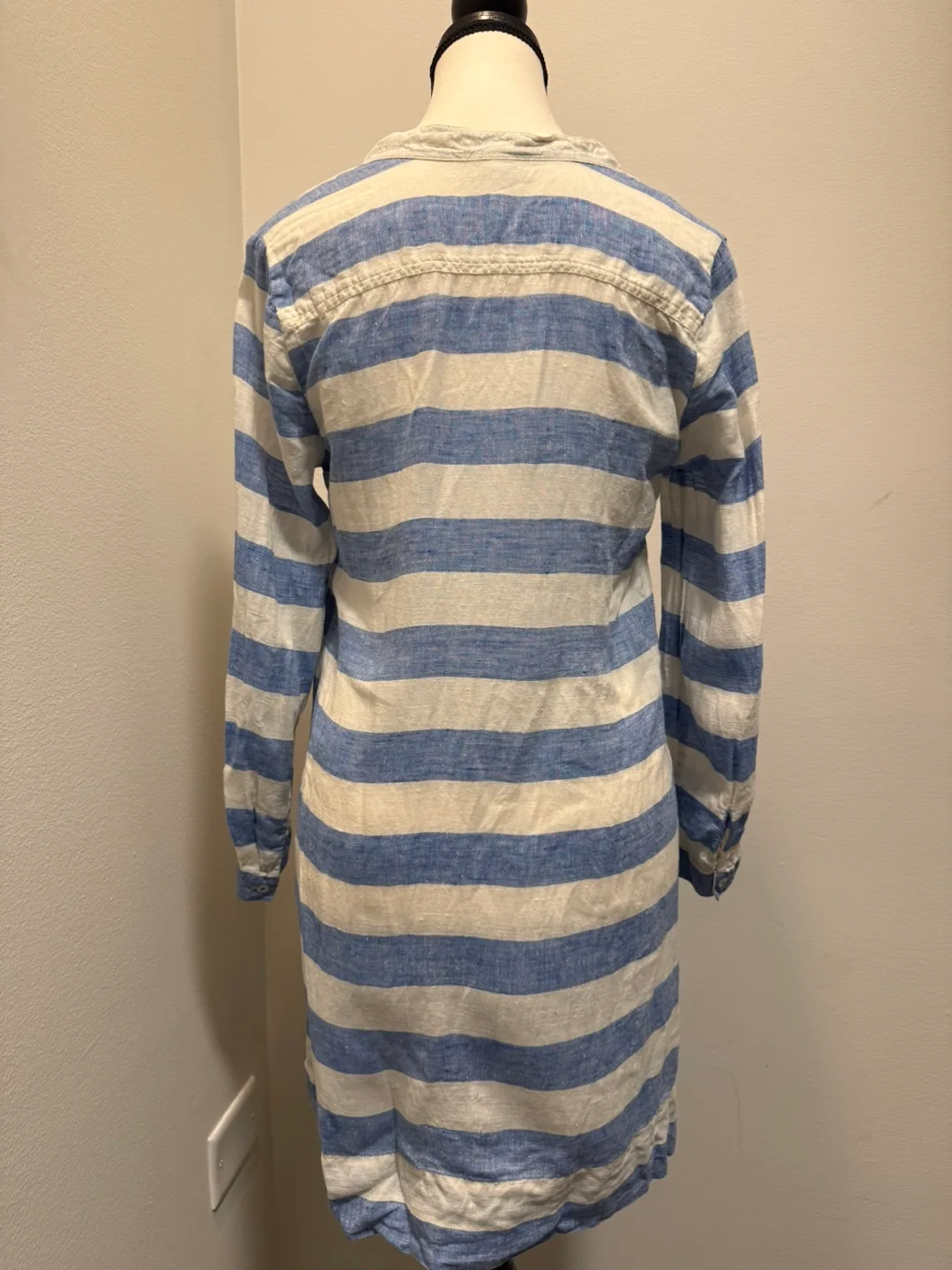 J.Crew Blue and White Striped Linen Tunic Dress image indicator(2)
