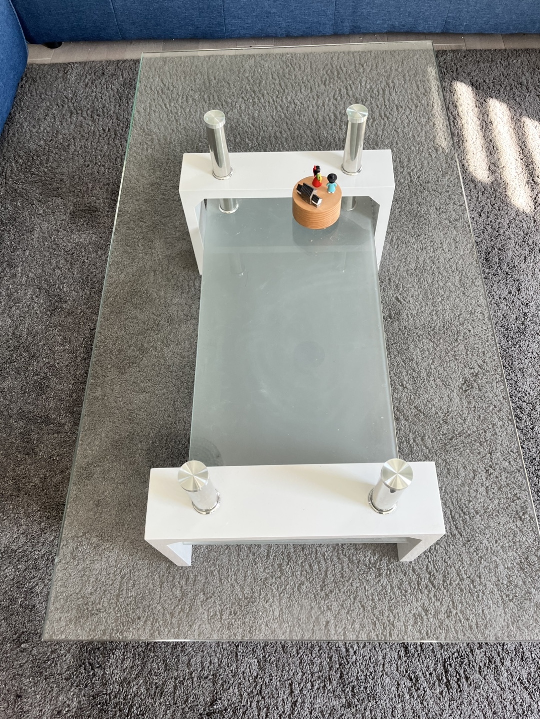 Glass Coffee Table with White Frame - photo 3