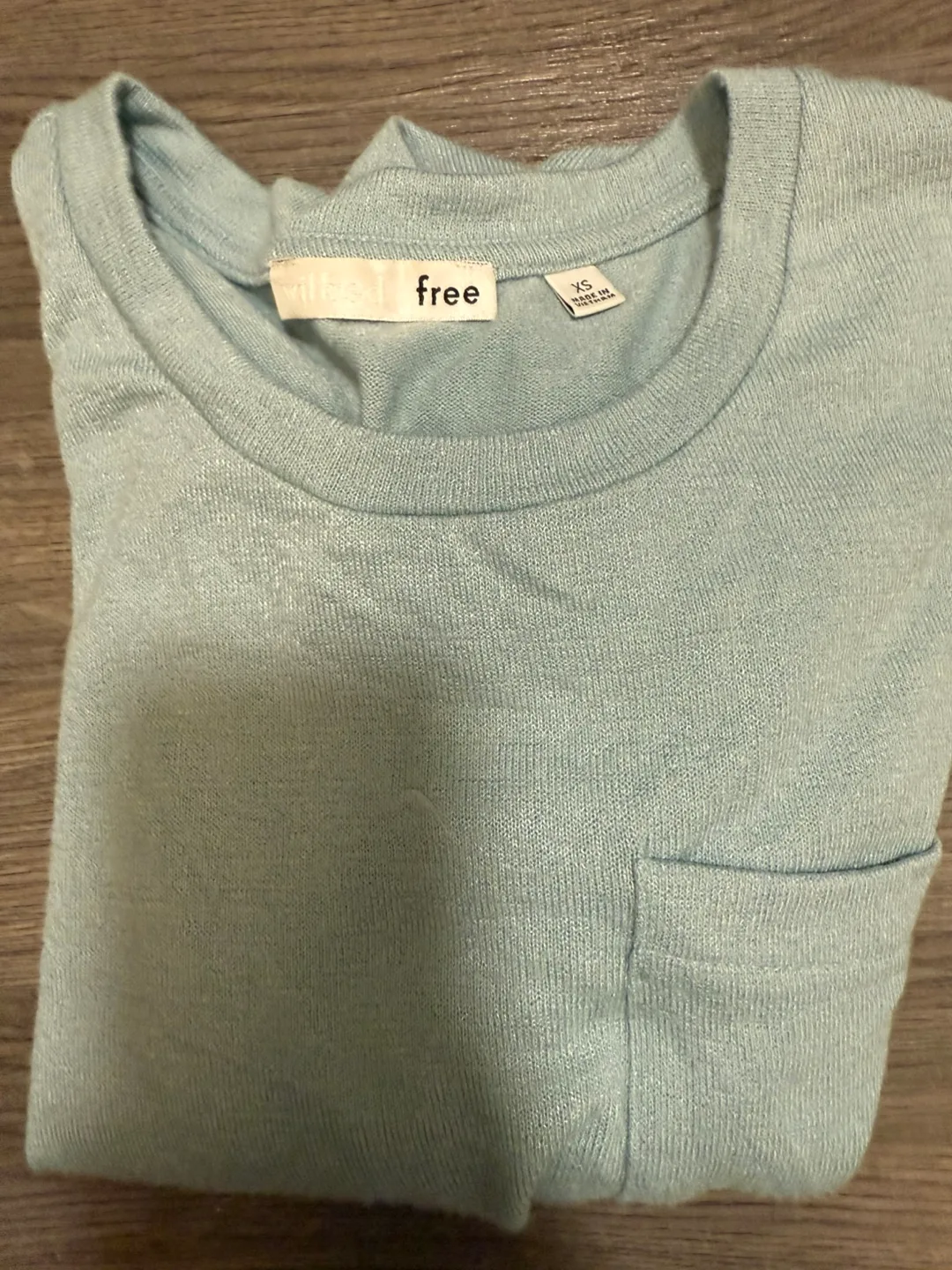 Free People Knitted Knotted Baby Blue Crop Top - Size XS image indicator(3)