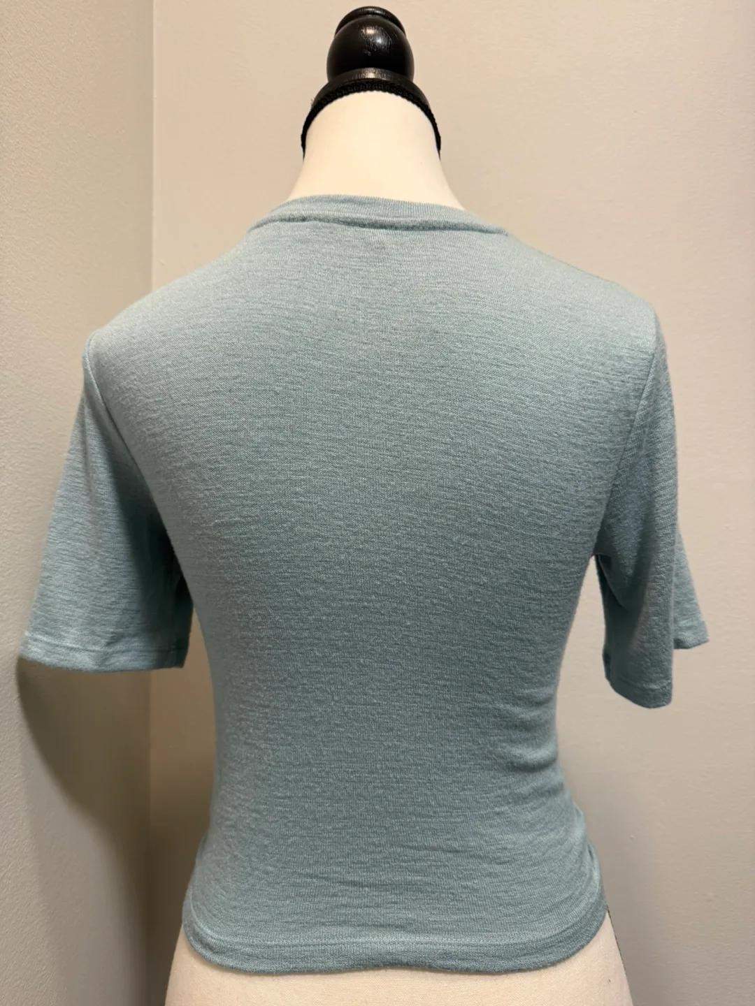 Free People Knitted Knotted Baby Blue Crop Top - Size XS image indicator(2)