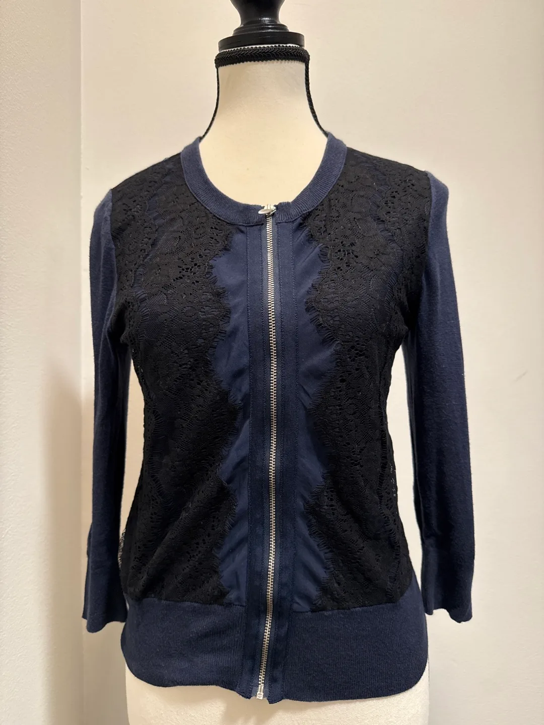 Banana Republic Navy Blue Lace Cardigan XS thumbnail