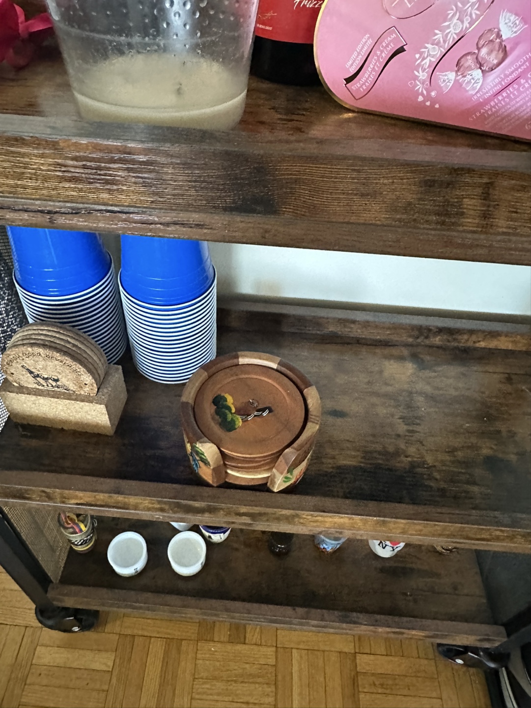 Rustic Brown Bar Cart on Wheels - photo 2
