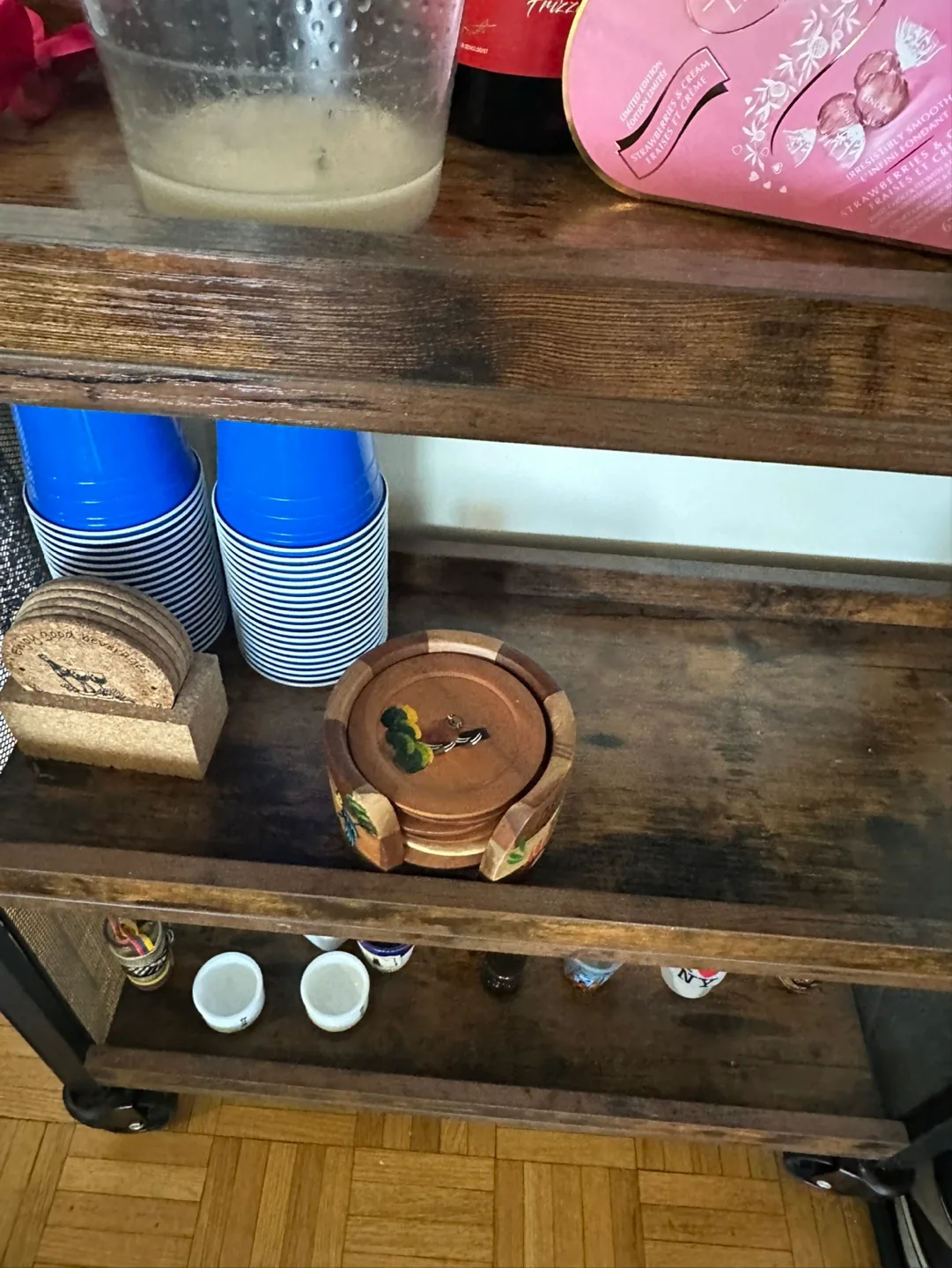 Rustic Brown Bar Cart on Wheels image indicator(2)