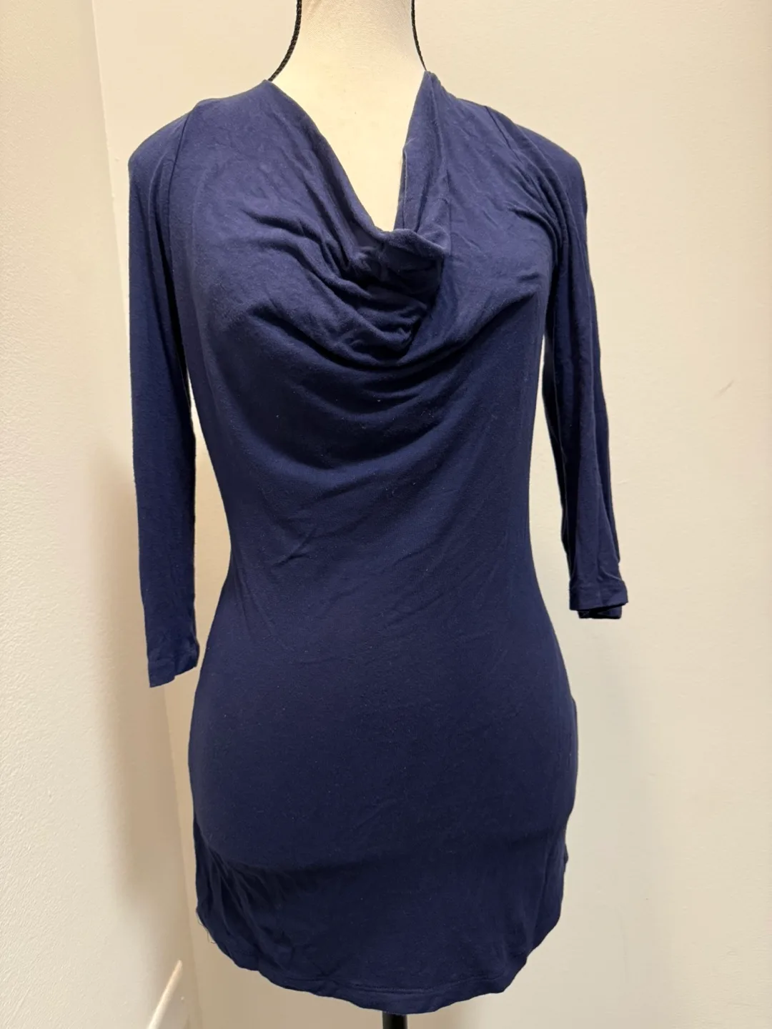 Vero Moda Navy Cowl Neck 3/4 Sleeve Top - Size Small thumbnail