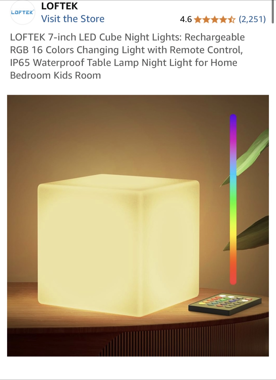 7-inch LED Cube Night Light
