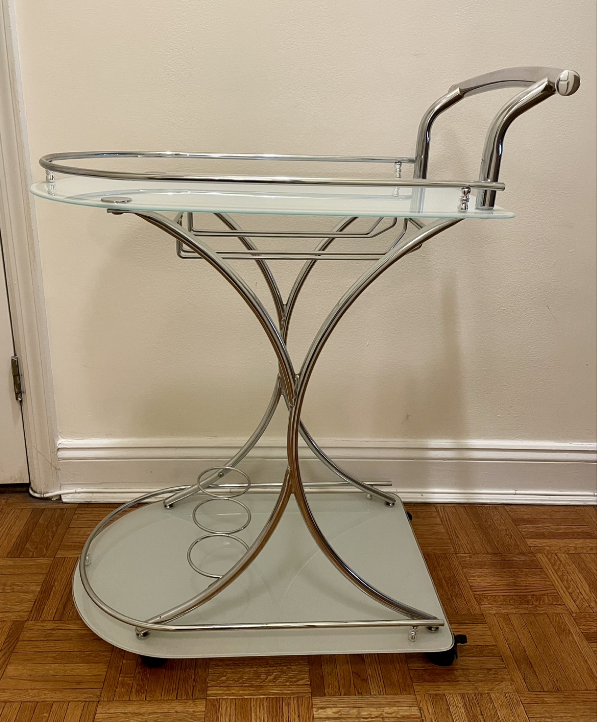 White Glass and Chrome Bar Cart - photo 5