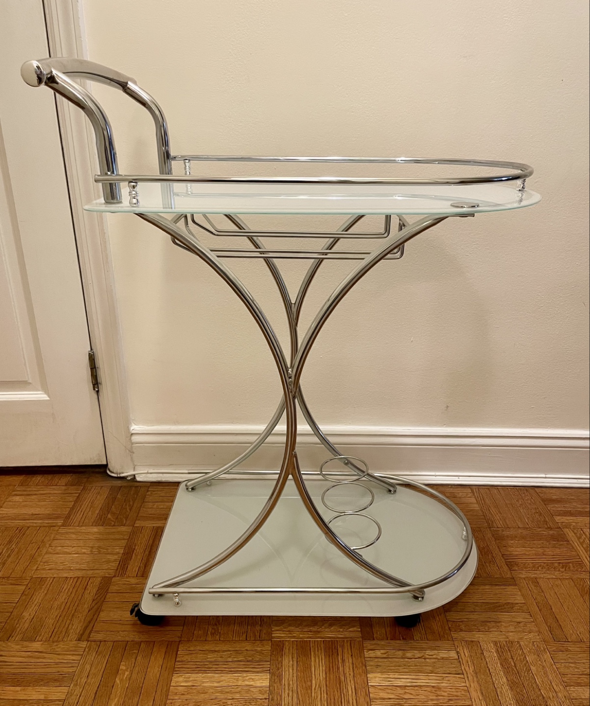 White Glass and Chrome Bar Cart - photo 4