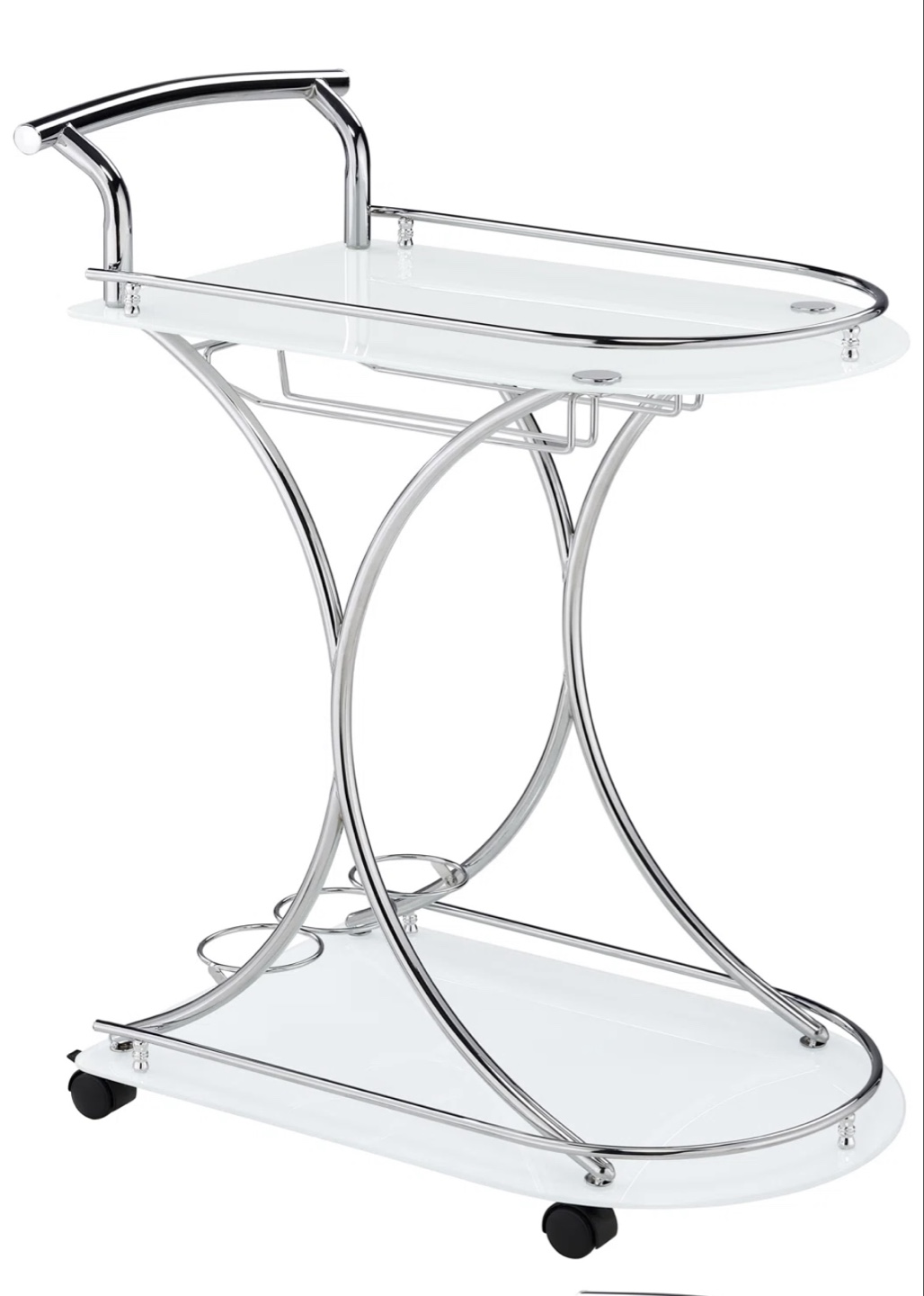 White Glass and Chrome Bar Cart - photo 2