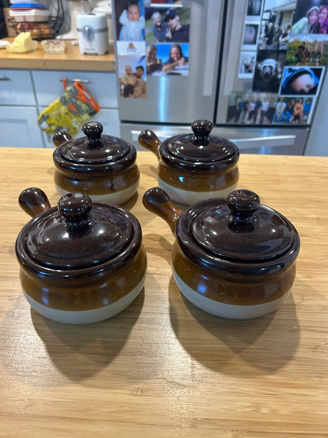 Set of 4 Vintage Ceramic Soup Crocks with Lids thumbnail