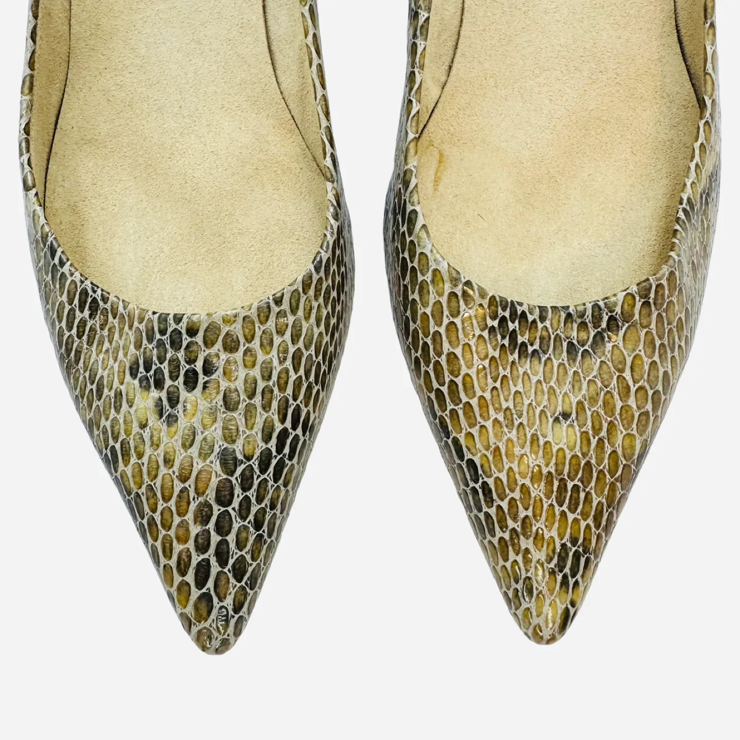Stuart Weitzman Snakeskin Kitten Heels Pointy Toes 9.5M image indicator(4)