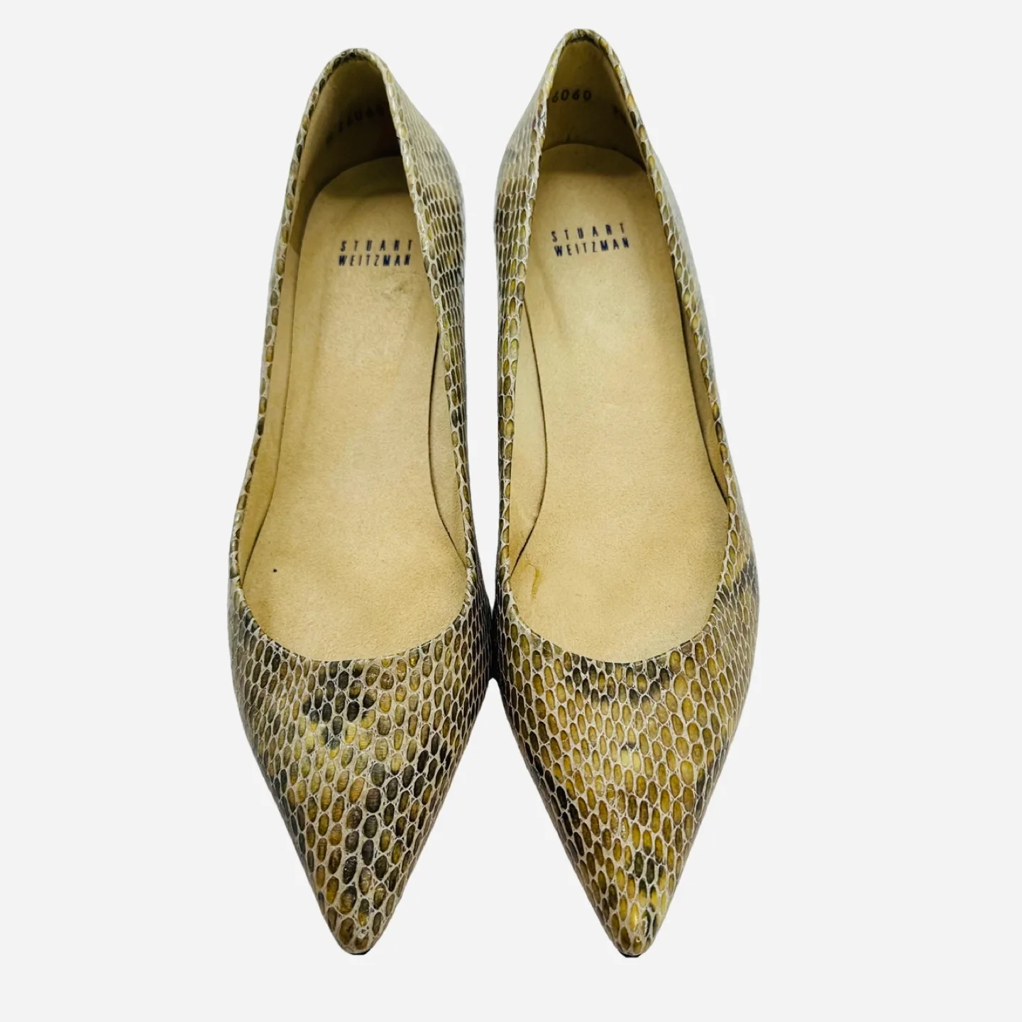 Stuart Weitzman Snakeskin Kitten Heels Pointy Toes 9.5M thumbnail