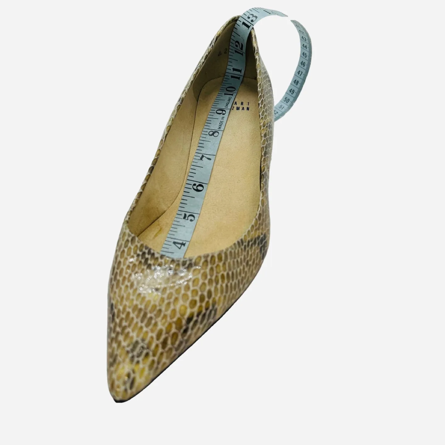 Stuart Weitzman Snakeskin Kitten Heels Pointy Toes 9.5M image indicator(9)