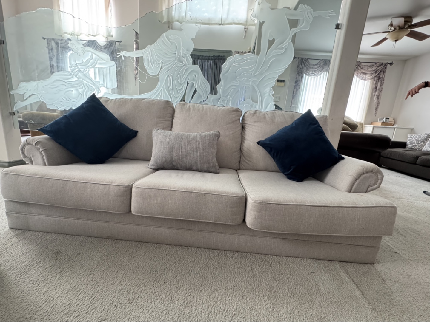 Beige 3-seater sofa - photo 2