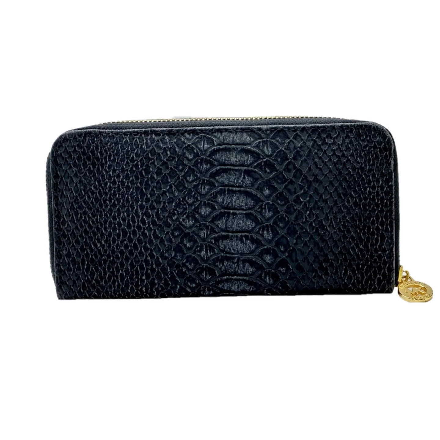 Michael Kors Black Python Snakeskin Zip-Around Wallet image indicator(2)