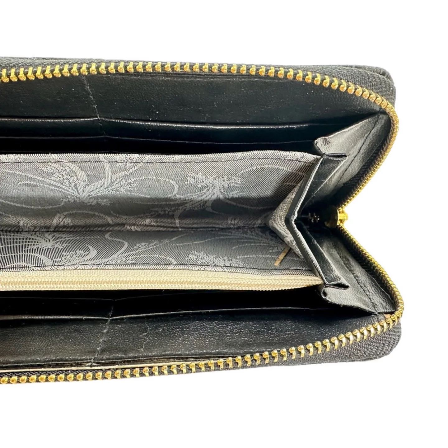 Michael Kors Black Python Snakeskin Zip-Around Wallet image indicator(8)