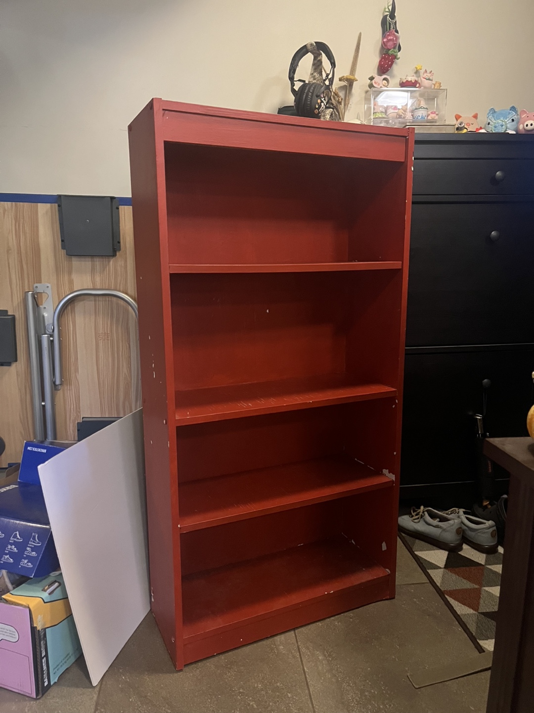 Red Wooden Bookcase