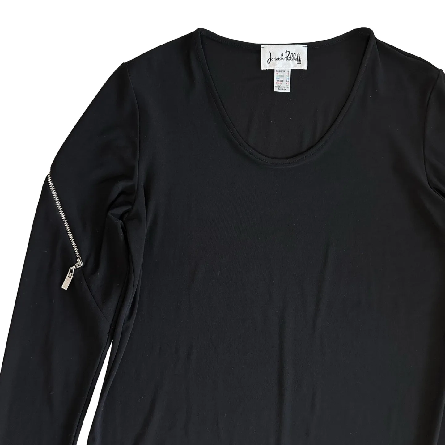 Joseph Ribkoff Black Asymmetrical Zip Detail Tunic Top Size 10 image indicator(2)