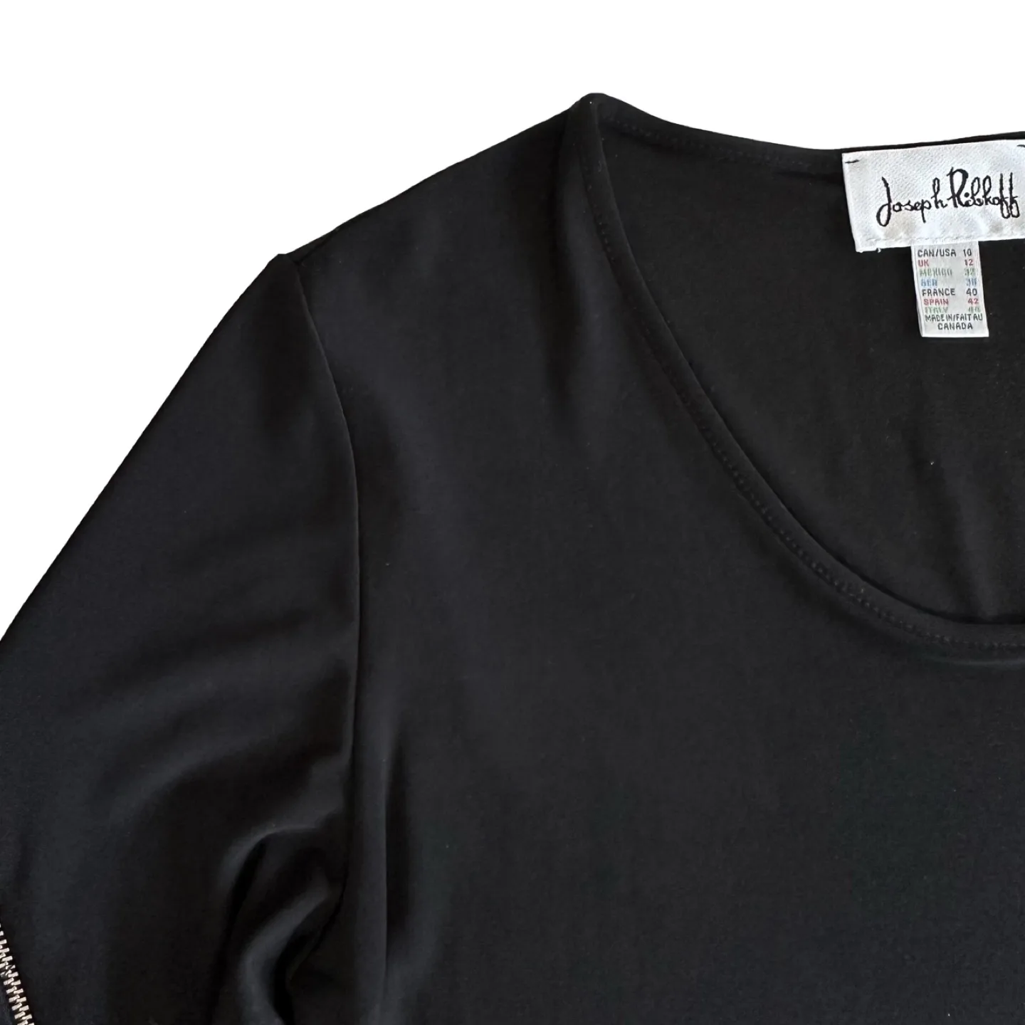 Joseph Ribkoff Black Asymmetrical Zip Detail Tunic Top Size 10 image indicator(3)