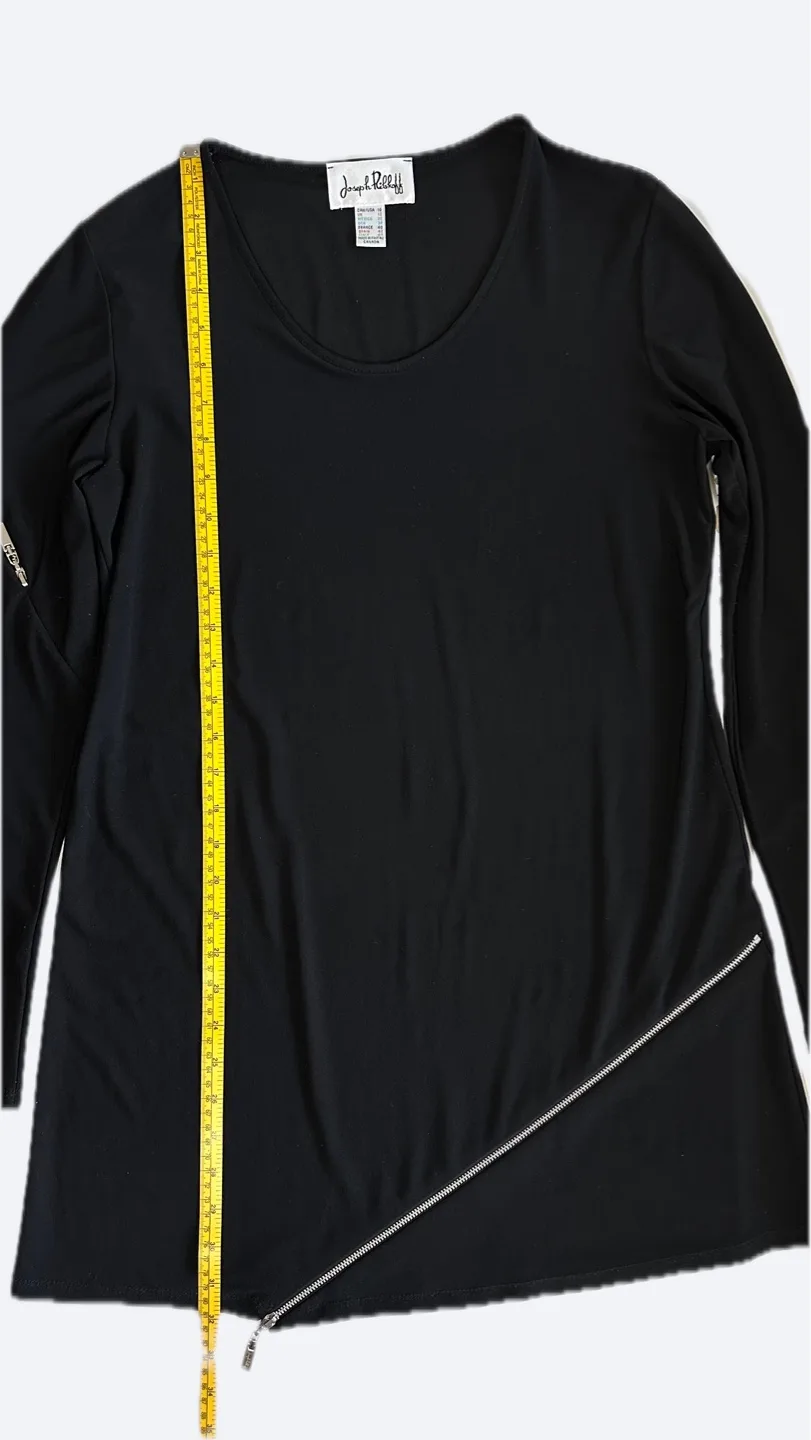 Joseph Ribkoff Black Asymmetrical Zip Detail Tunic Top Size 10 image indicator(7)