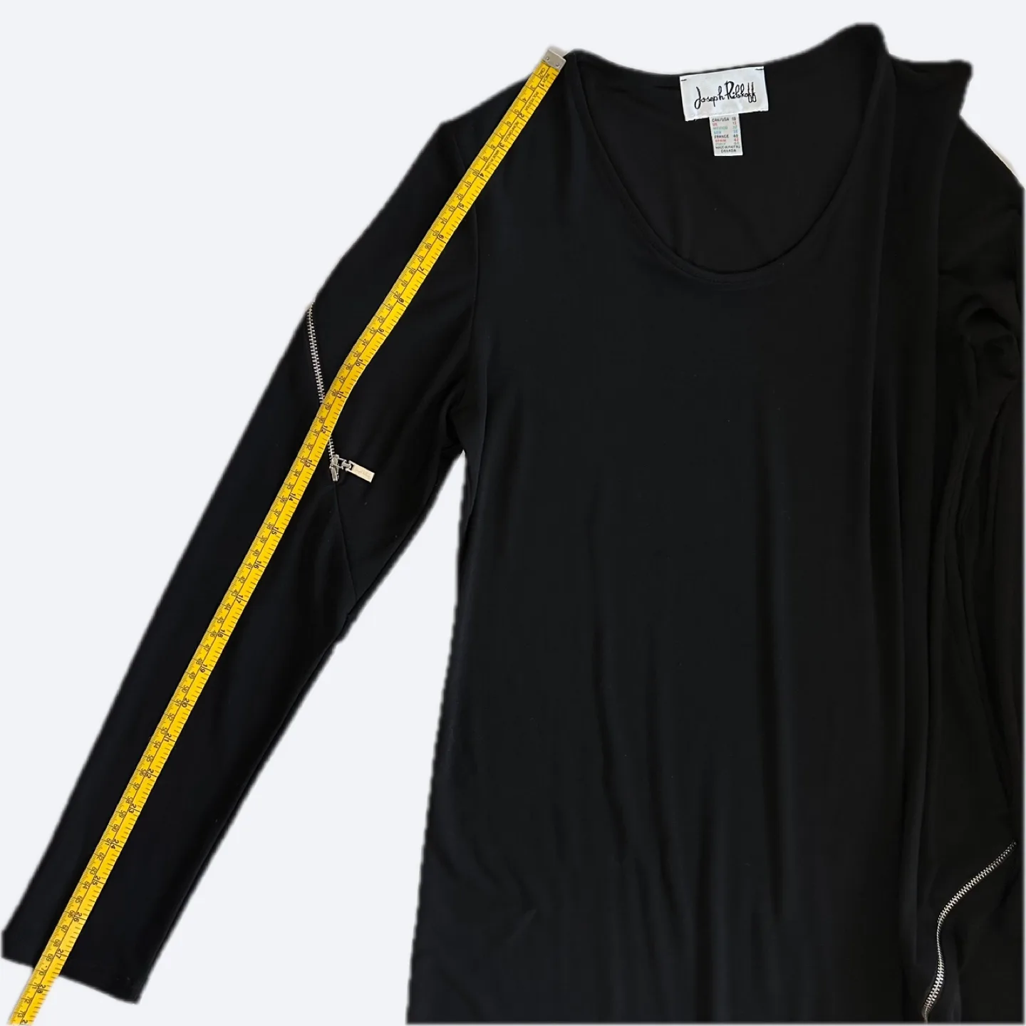 Joseph Ribkoff Black Asymmetrical Zip Detail Tunic Top Size 10 image indicator(8)