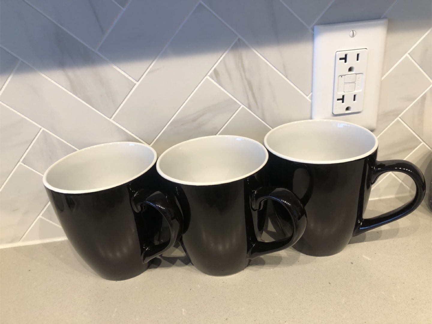 Set of 6 Black Coffee Mugs