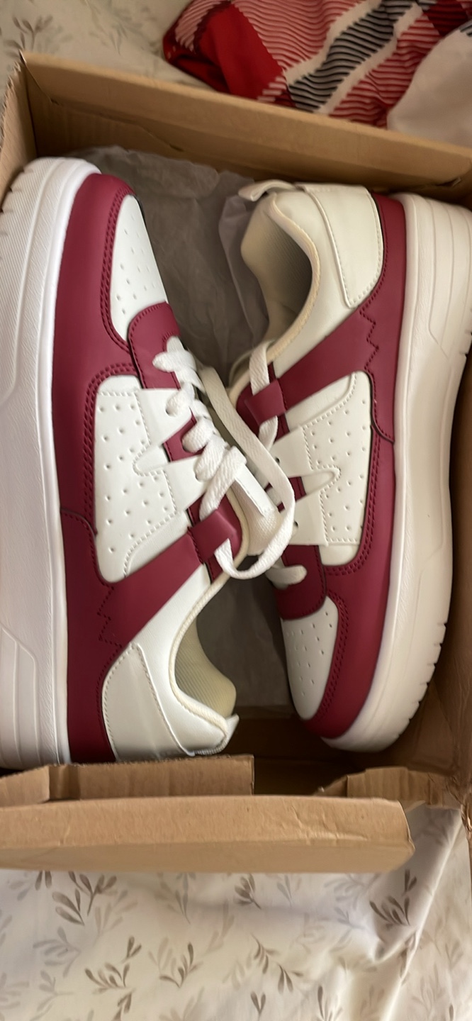 Women's Burgundy and White Platform Sneakers