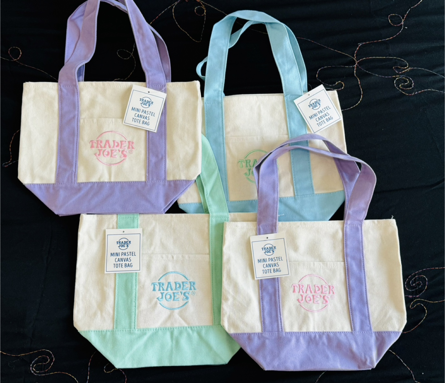 Trader Joe's Mini Pastel Canvas Tote Bag