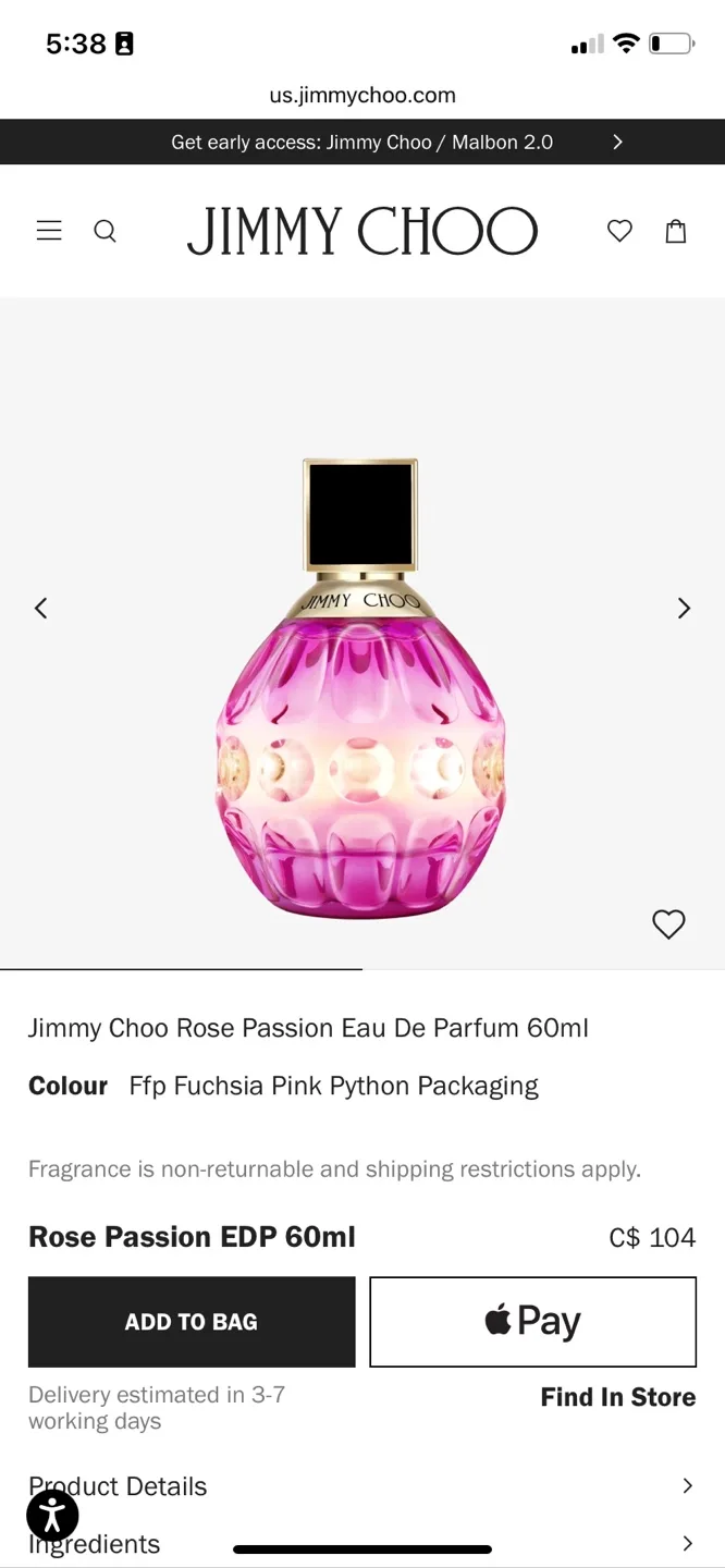 Authentic Jimmy Choo Rose Passion Eau de Parfum image indicator(3)