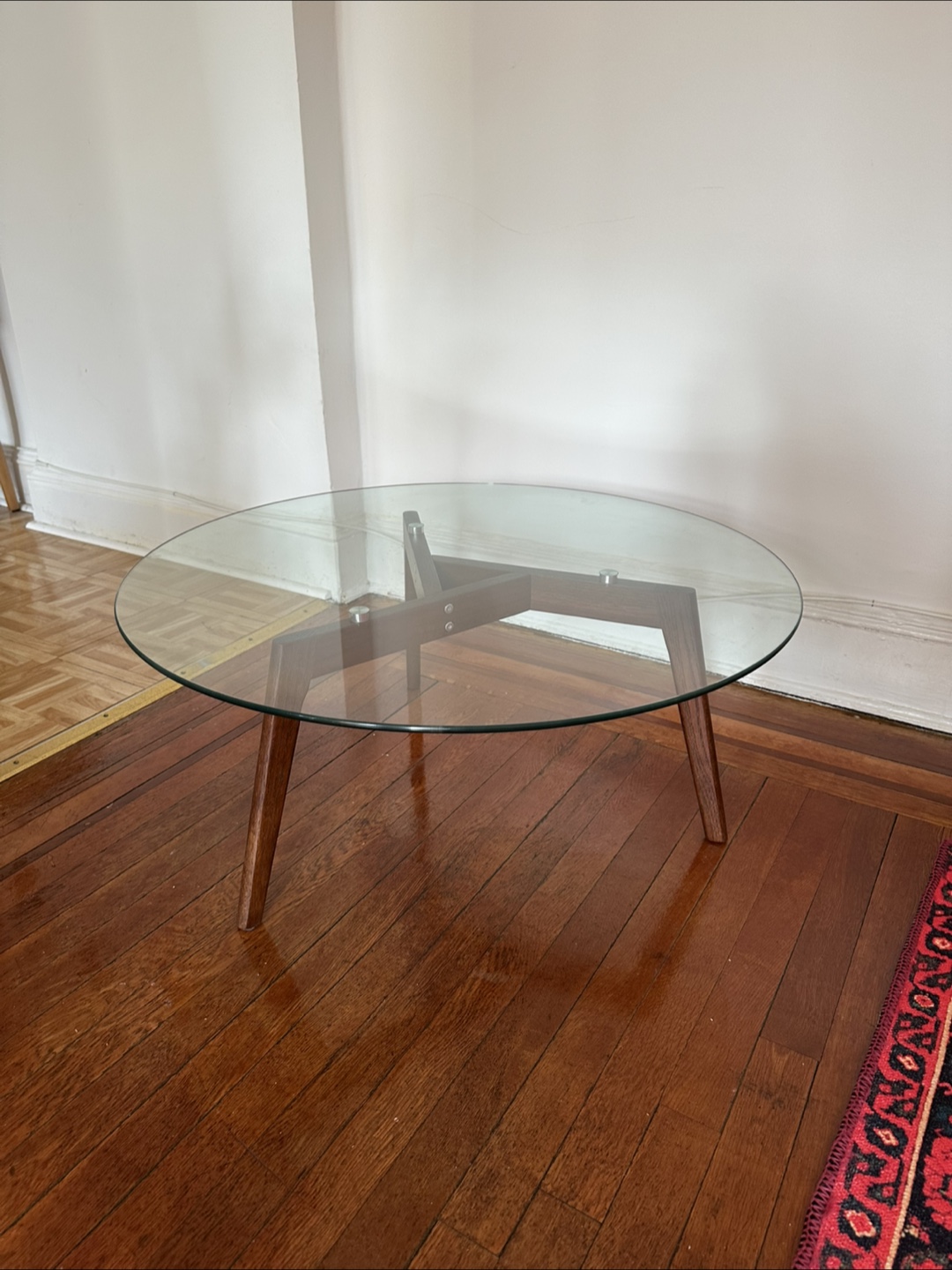 Article Clarus 31.5" Glass Coffee Table - Walnut
