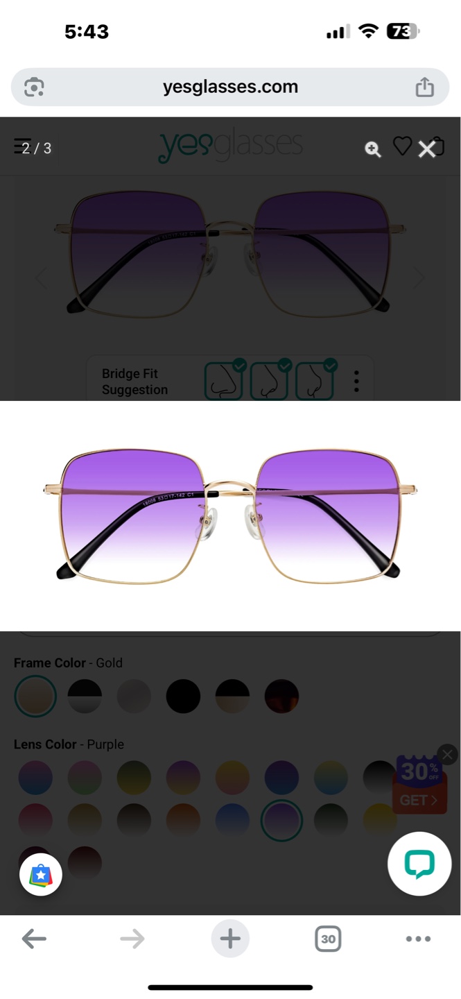 Yesglasses Purple Gradient Square Sunglasses